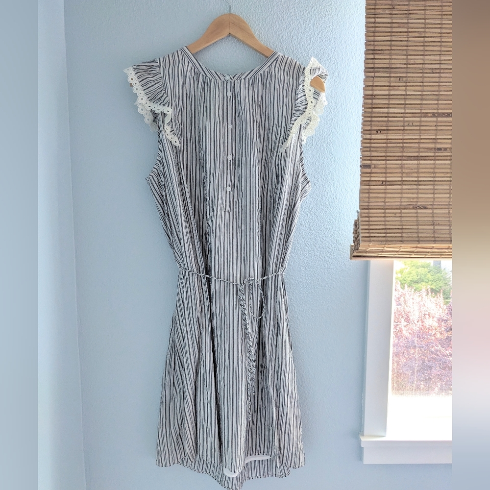 Ann Taylor LOFT NWT Striped Flutter Shirtdress, XL